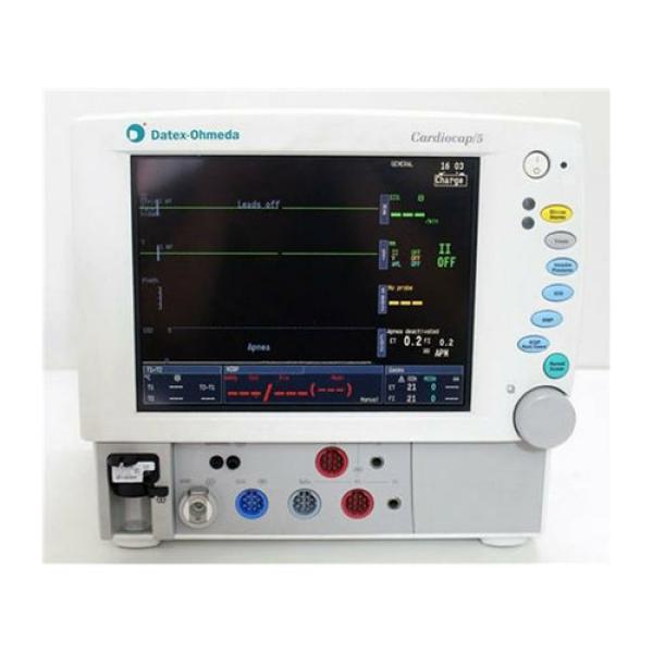 Refurbished GE Datex Ohmeda Cardiocap 5 Monitor: ECG, SPO2, NIBP, IBP, Spirometry, 5 Agent Gas, Printer, Color Screen